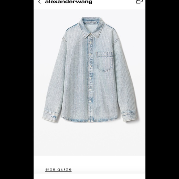 Alexander Wang crystal stripe oversized shirt in denim - Picture 2 of 2